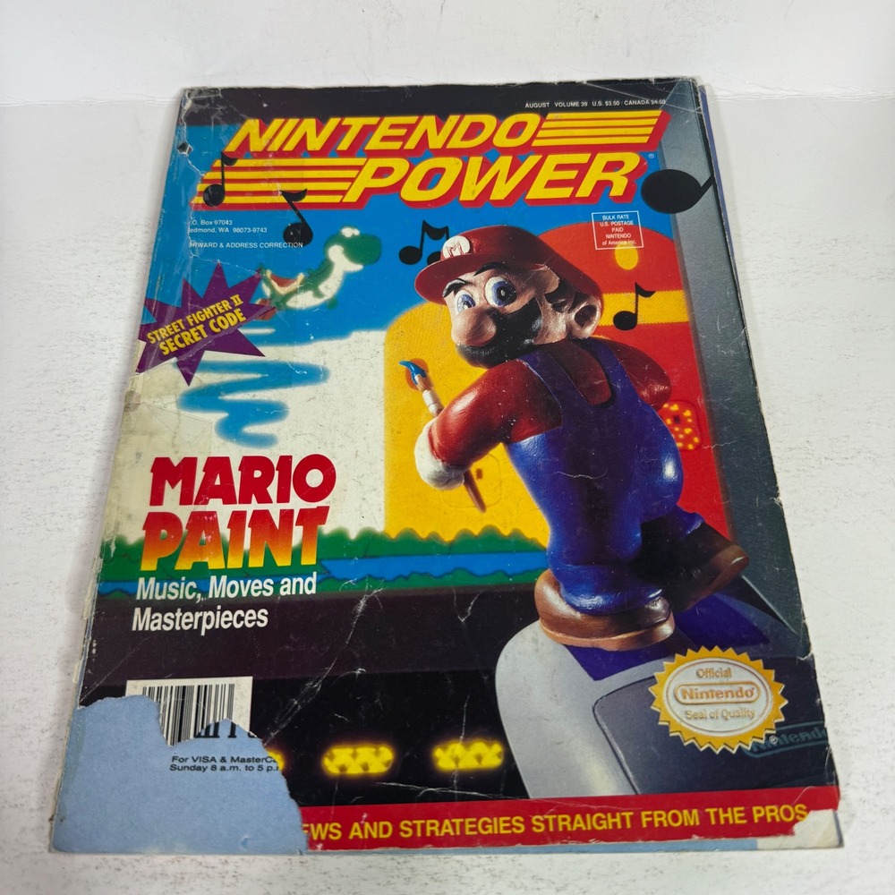 Nintendo Power Magazine Unisex OS Multi Mario Paint Vol 39 Aug 1992 With Poster